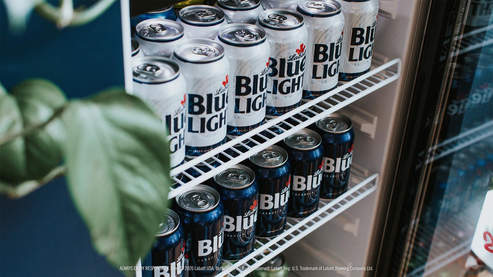 Blue and Blue Light Cans in a Cooler Background